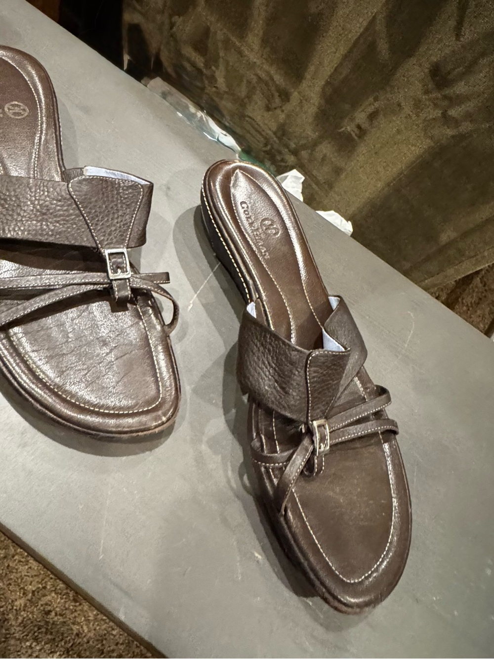 Cole Haan Nike Air Brown Leather Slide Sandals Size 9.5